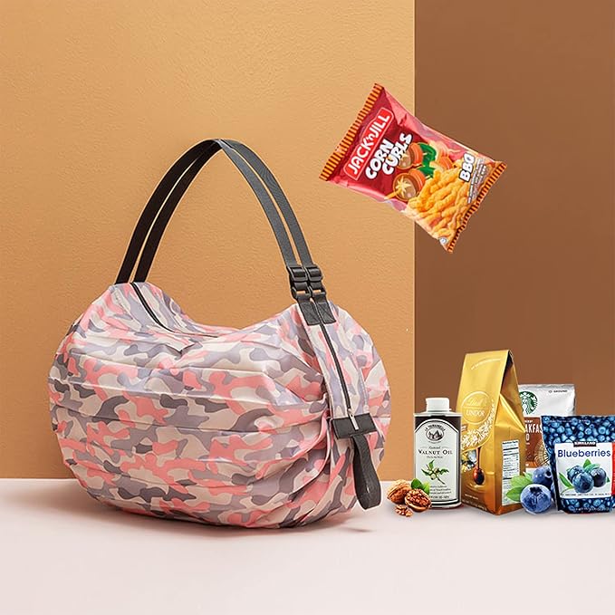 Foldable Shopping Bag Portable Large Capacity Reusable Grocery Bag Daily Commuting Picnic Camping Storage Bag